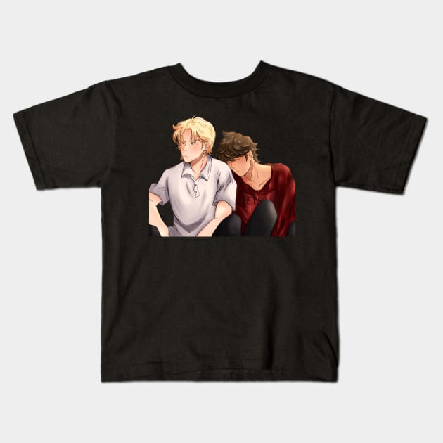 Ash/Eiji Banana Fish panel redraw (colored) Kids T-Shirt by Sophprano